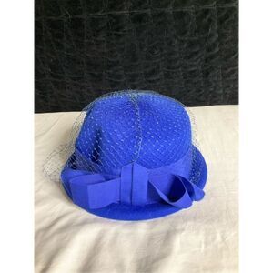 Vintage Rits Henry Pollak blue mid century women's hat with mesh mint condition